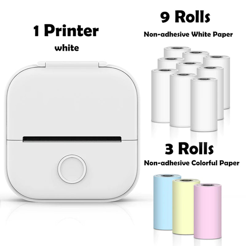 T02 Mini Portable Wireless Thermal Pocket Printer Self-Adhesive Stickers Use for Dry