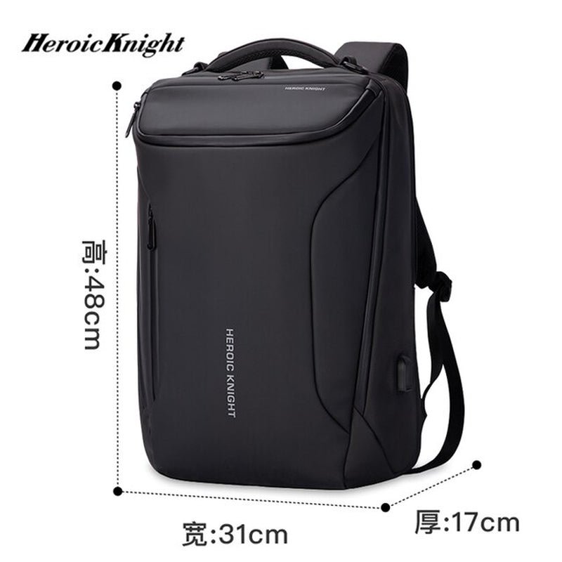 Heroic Knight Large Capacity Fashion Men Backpack Multifunctional Waterproof 15.6 Inch Laptop Bag Man USB Charging Travel Bag