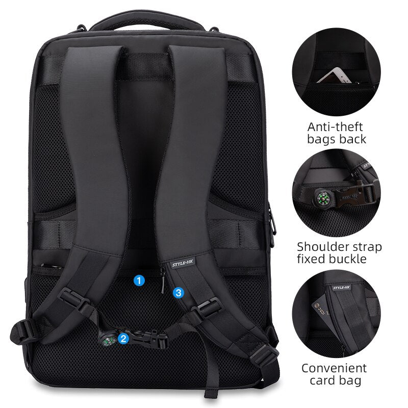 Heroic Knight Large Capacity Fashion Men Backpack Multifunctional Waterproof 15.6 Inch Laptop Bag Man USB Charging Travel Bag