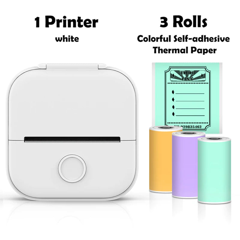 T02 Mini Portable Wireless Thermal Pocket Printer Self-Adhesive Stickers Use for Dry