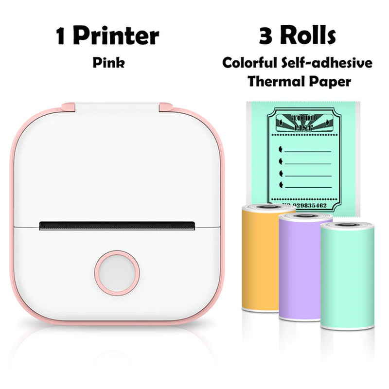 T02 Mini Portable Wireless Thermal Pocket Printer Self-Adhesive Stickers Use for Dry