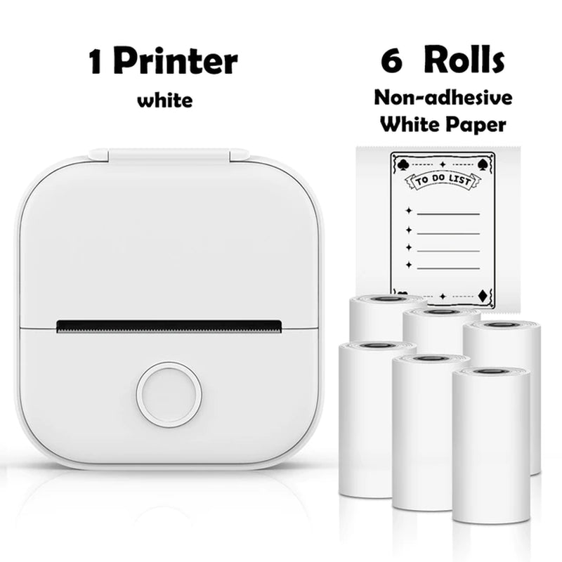 T02 Mini Portable Wireless Thermal Pocket Printer Self-Adhesive Stickers Use for Dry