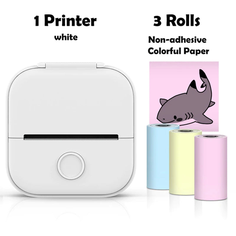 T02 Mini Portable Wireless Thermal Pocket Printer Self-Adhesive Stickers Use for Dry