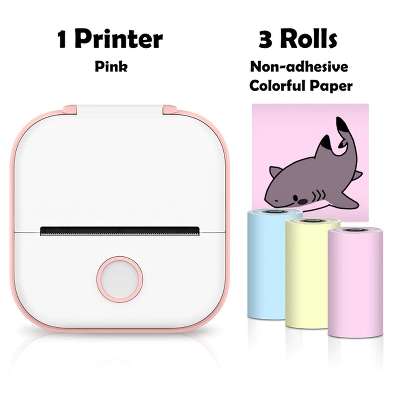 T02 Mini Portable Wireless Thermal Pocket Printer Self-Adhesive Stickers Use for Dry