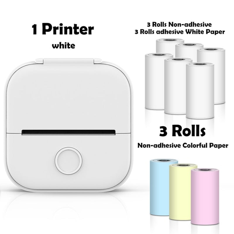 T02 Mini Portable Wireless Thermal Pocket Printer Self-Adhesive Stickers Use for Dry