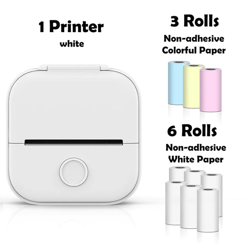 T02 Mini Portable Wireless Thermal Pocket Printer Self-Adhesive Stickers Use for Dry