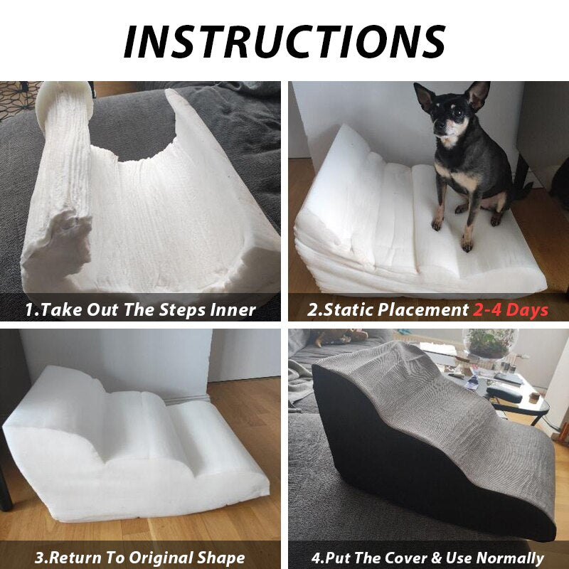 Dog Sofa Stairs Pet Dog Sofa Stairs Pet 2/3/4 Steps Stairs for Small Dog Cat Ramp Ladder Anti-Slip Bed Stairs Pet Supplies