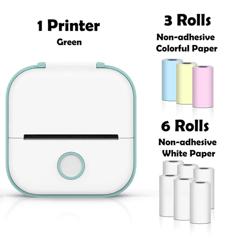 T02 Mini Portable Wireless Thermal Pocket Printer Self-Adhesive Stickers Use for Dry