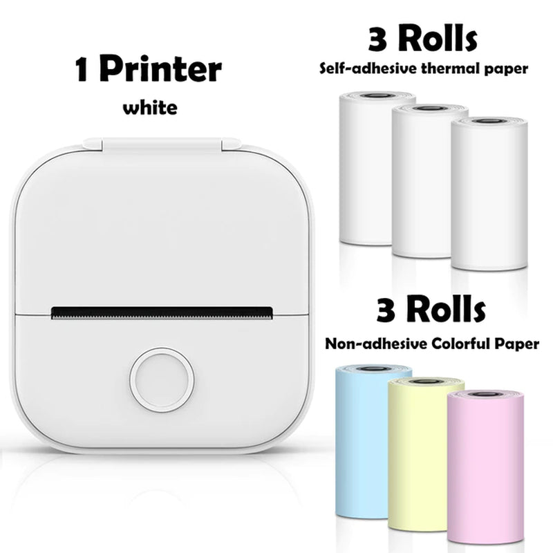 T02 Mini Portable Wireless Thermal Pocket Printer Self-Adhesive Stickers Use for Dry